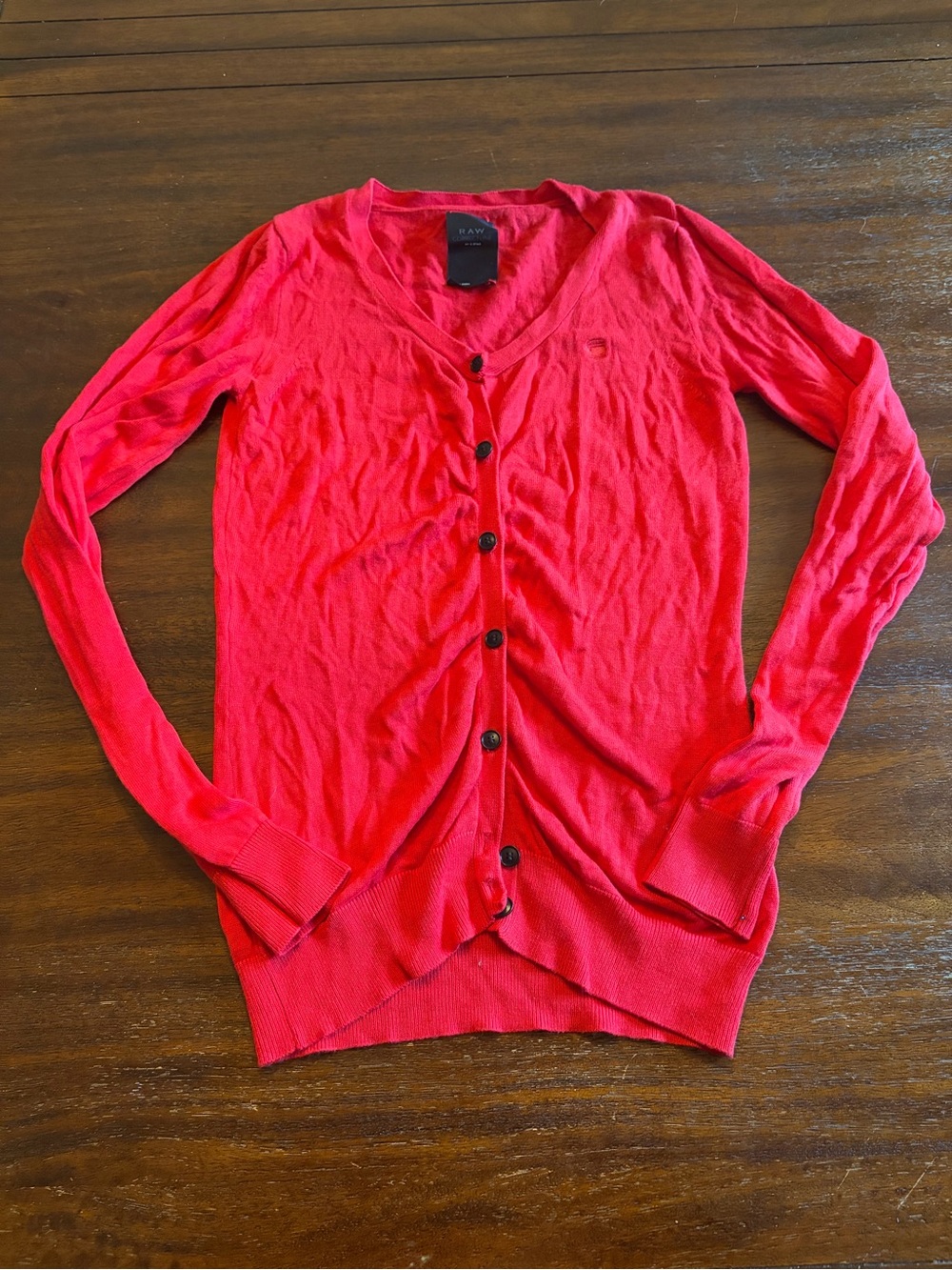 G-Star RAW Correct Line Women’s Small Red Button Front V Neck Knit Cardigan